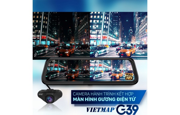 Camera hành trình gương VietMap G39 9.6 inch